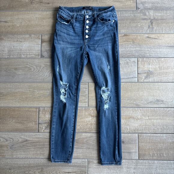 Judy Blue Denim - Judy Blue Womens Size 9 /29 Jeans Button Fly Distressed Skinny Fit